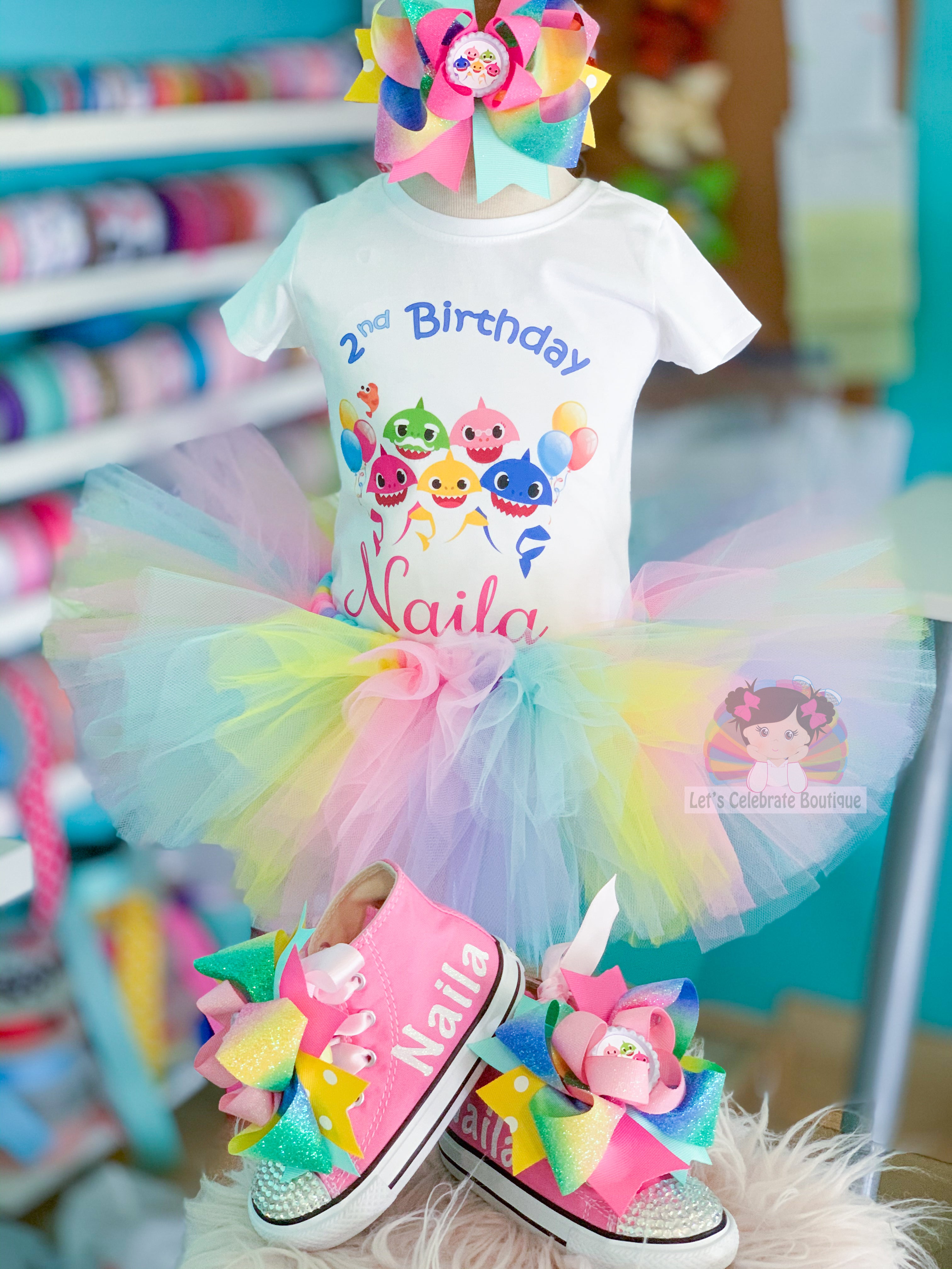 Girl Baby Shark Birthday Tutu, Baby Shark Birthday Outfit