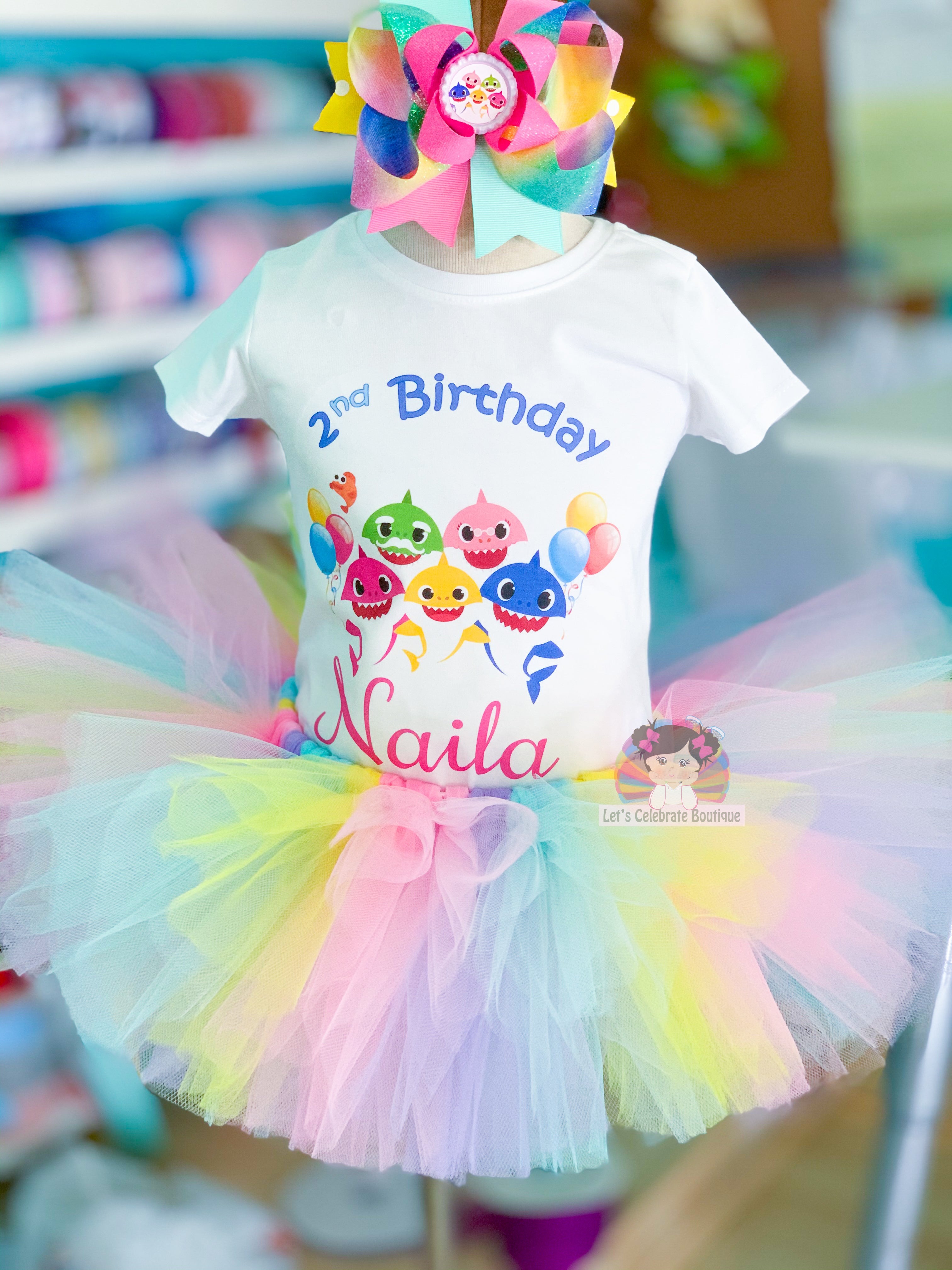 Girl Baby Shark Birthday Tutu, Baby Shark Birthday Outfit