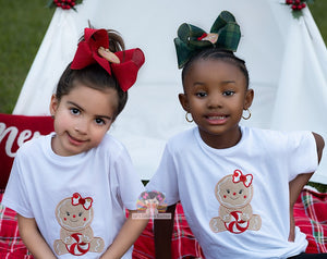 Camisa de bordado de niña de jengibre, camisa de niña de Navidad