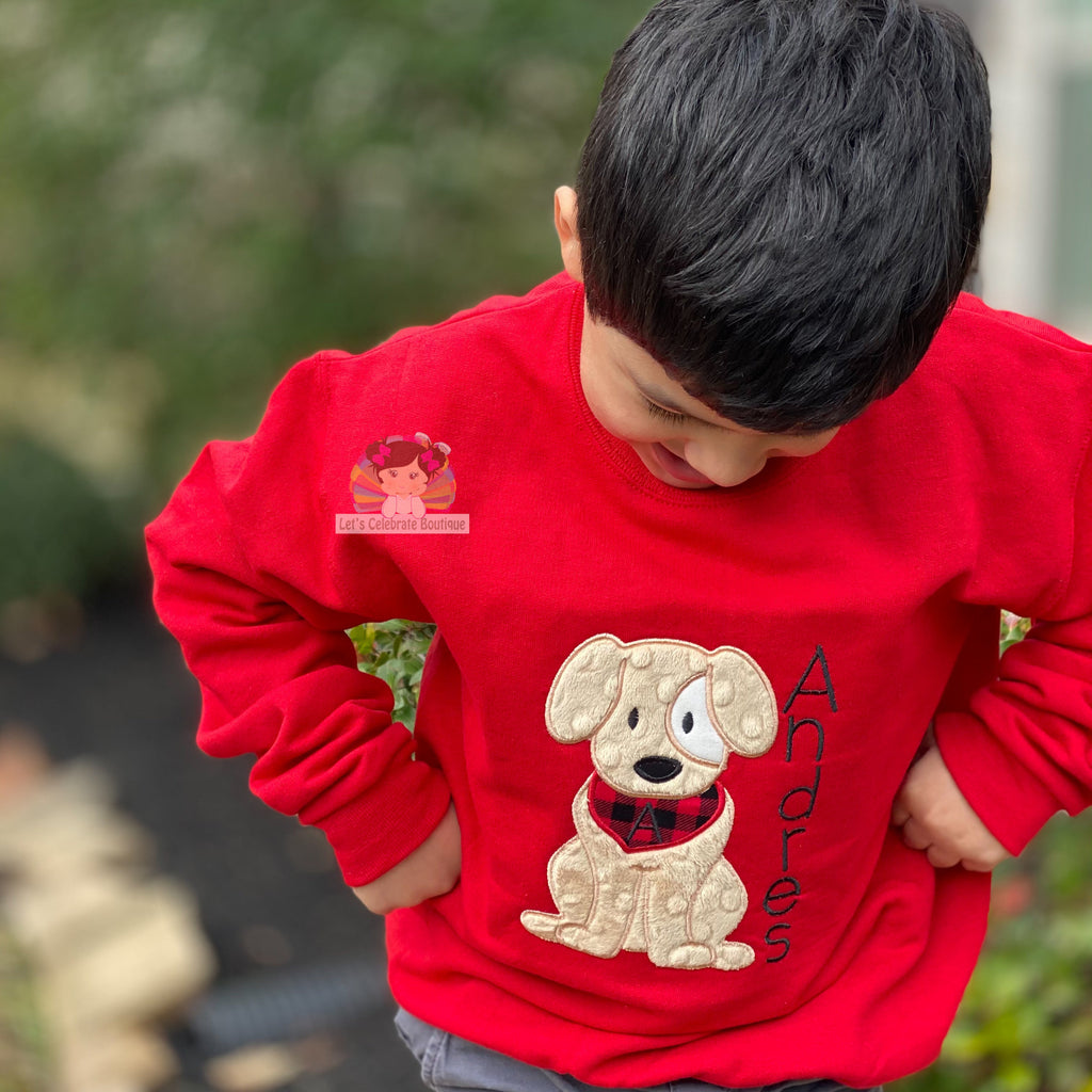 Kids Dog Sweatshirt - Embroidered Dog Sweatshirt for Kids