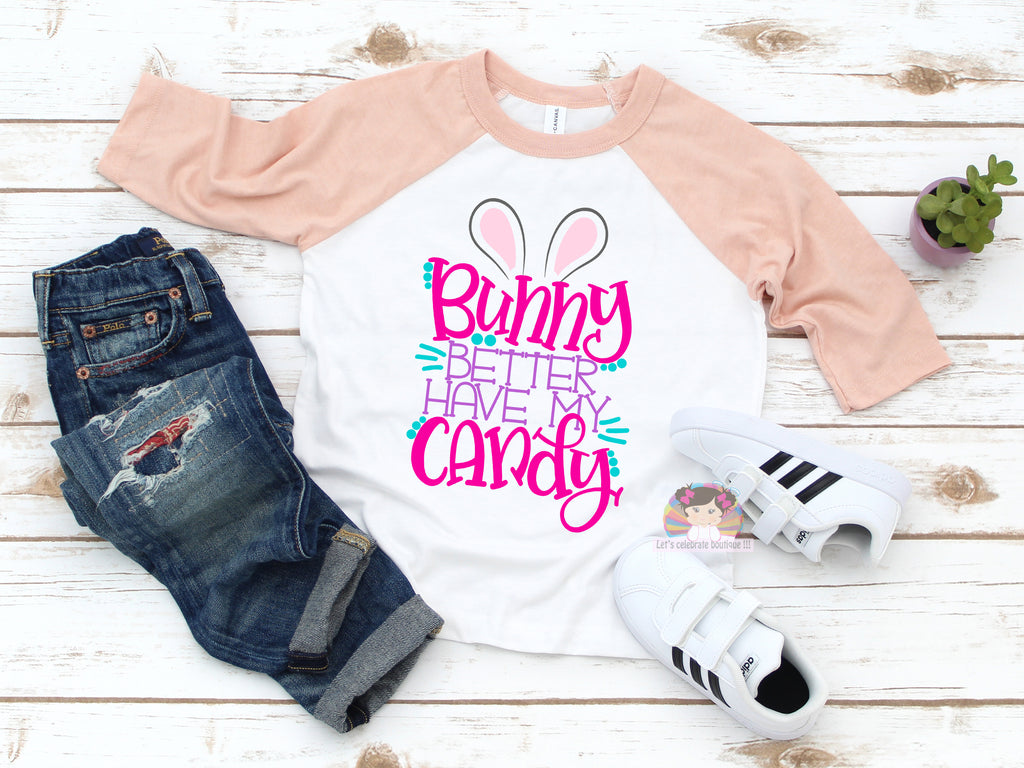 Easter Bunny Girl Ragland Shirt, Ragland Girl Shirt