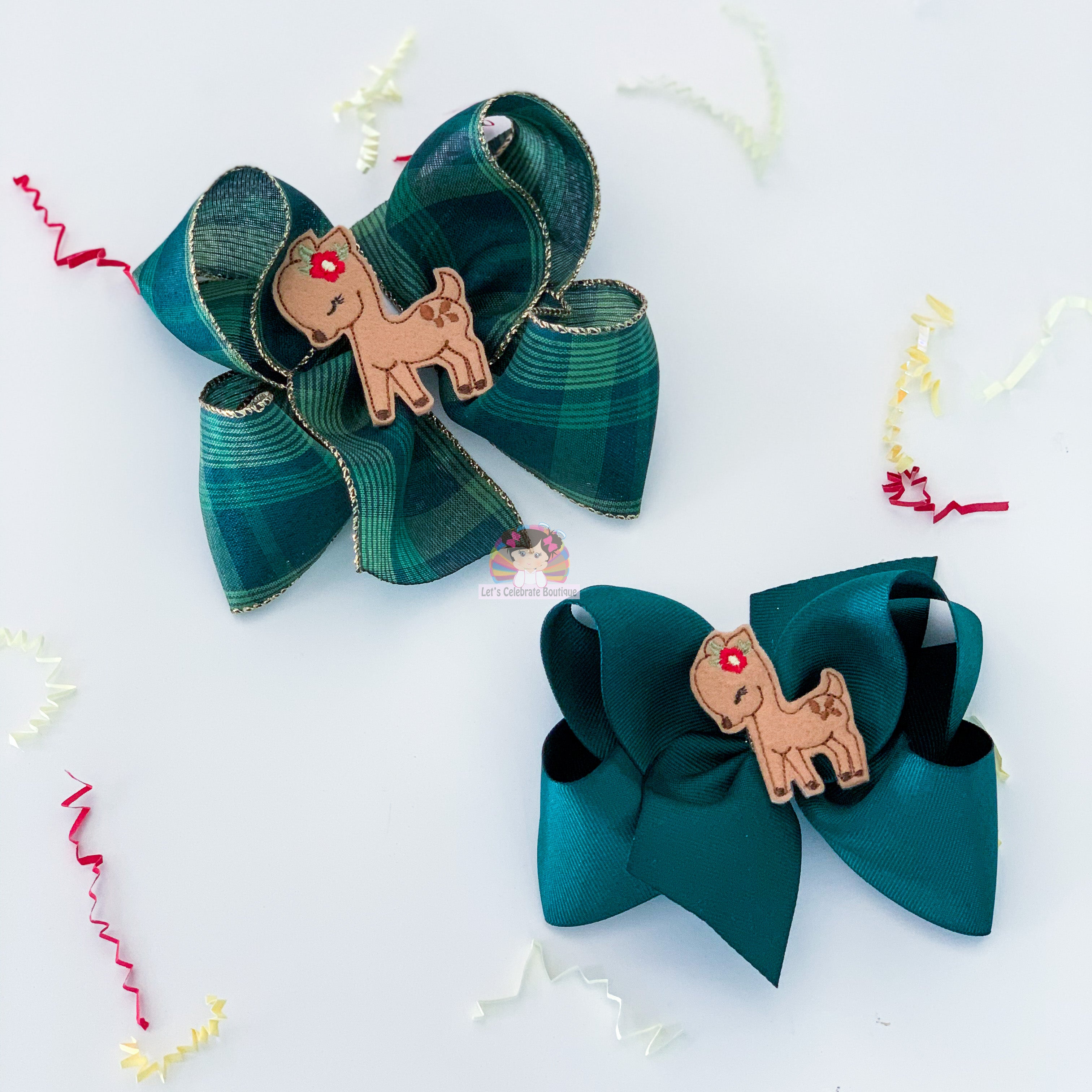 Ready To Shipped- Hunter Green Bow, Green Plaid Girls Bows, Christmas Bows for girls