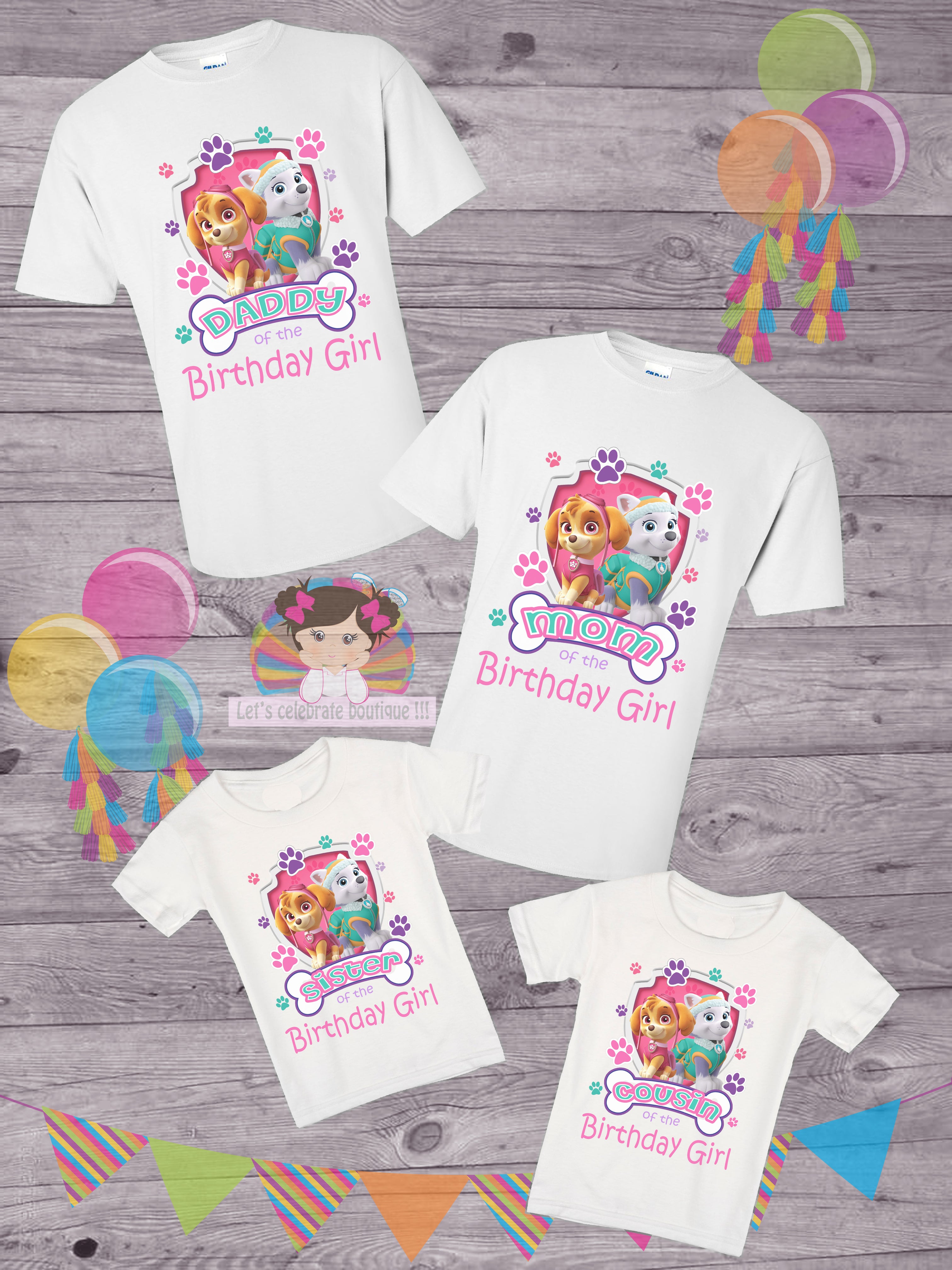 Family Patrol Family Shirt Boutique Birthday shirts Paw – Let\'s Patrol Bundle,Paw Celebrate