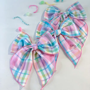 Spring Bows,Cotton Pink Checkers Gingham Bow, Easter Bows, Fable Bows