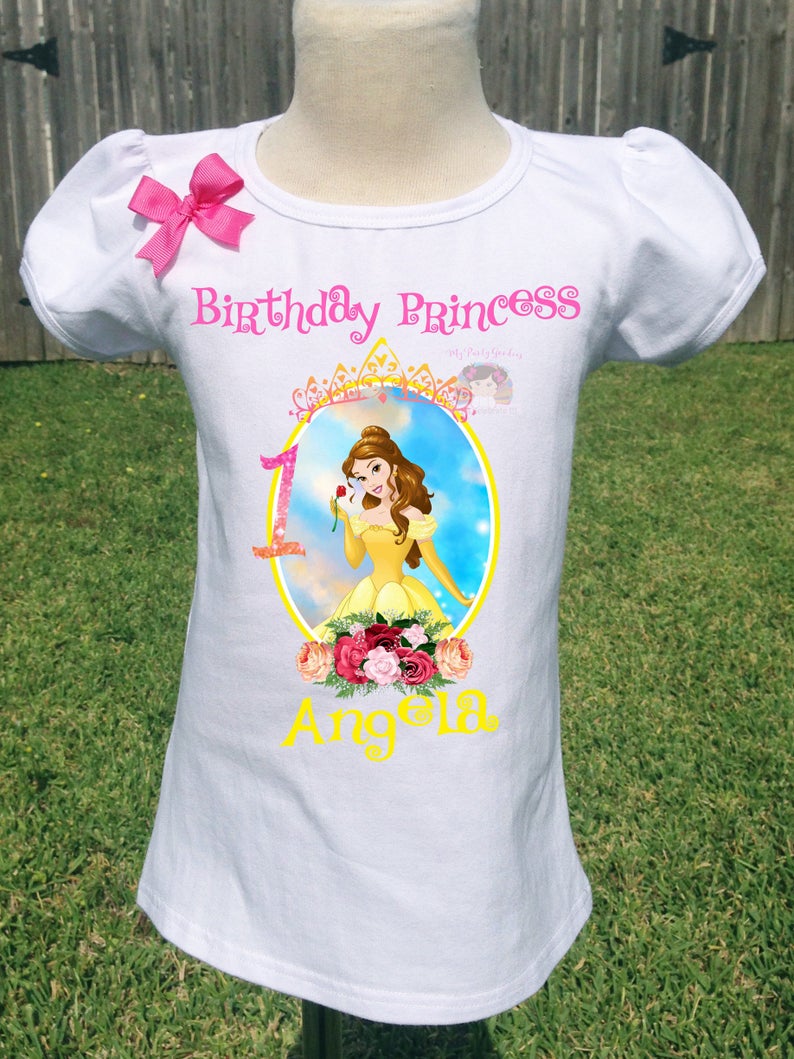 Beauty and the Beast Birthday Shirt-Princess belle birthday shirt