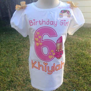 Shopkins Birthday shirt, Lipstick Shopkins, Shopkins Lippy Lip birthday shirt