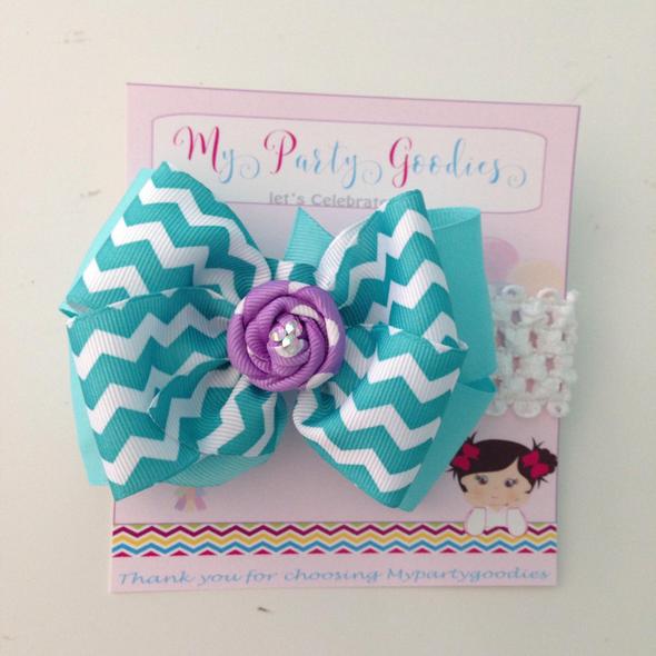 Teal and lavender Hair bow