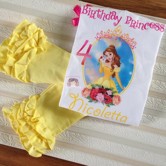 Beauty and the Beast Birthday Shirt-Princess belle birthday shirt