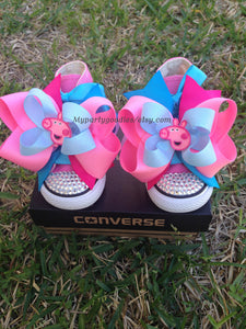 Custom Shoe-Bling Pink pig shoes-Bling bling shoes-Peppa Pig.