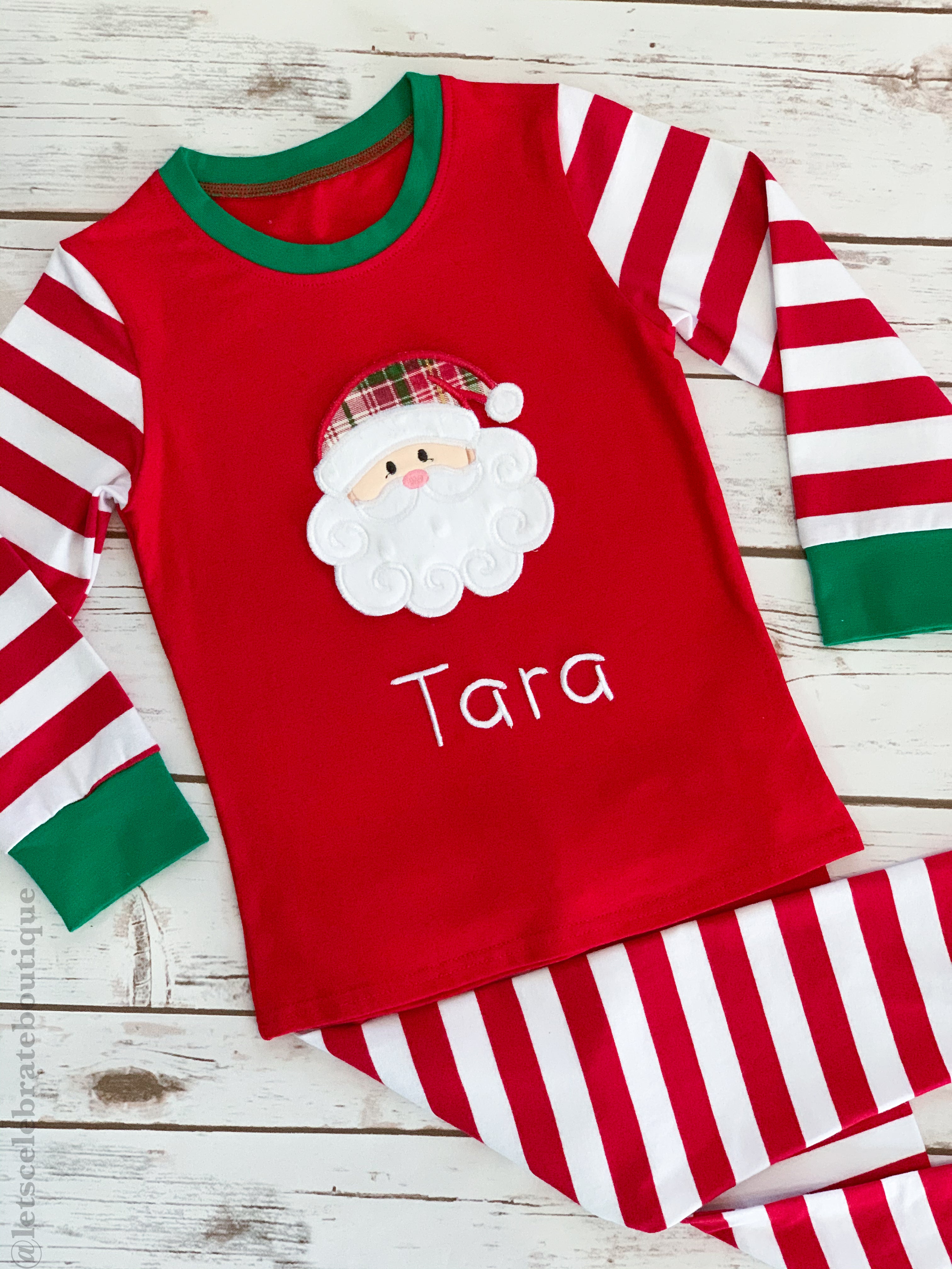 Handmade Red and White Stripes Christmas pjs 