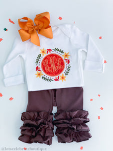 Thanksgiving Outfit, Baby Girl Fall Outfit,Monogram Girls Shirt