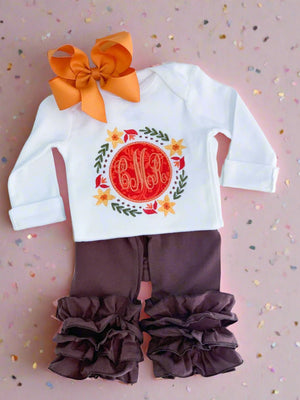 Fall Onesie, Embroidery Fall Baby Girl Onesie,Monogram Baby Girl  Bodysuit