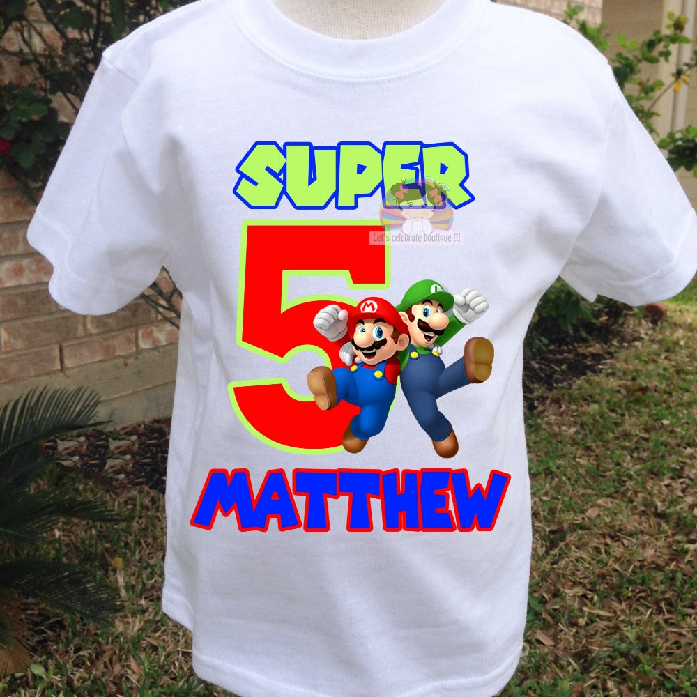 Birthday Boy Shirt,Luigi and Mario Custom shirt, Mario Bros Birthday Shirt.